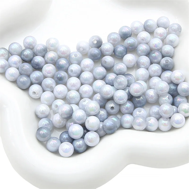Blues Wholesale 100pcs/bag Round Loose Frosted ab Color 8mm 10mm 12mm 14mm Transparent Acrylic Beads for Jewelry Making