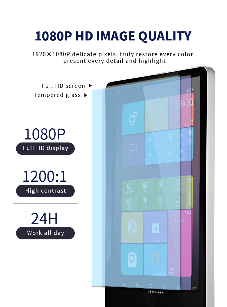 Electronic Advertising Screen Free Standing 55 Inch Interactive Totem Full Hd 1080P Lcd Monitor Touch Screen Kiosk