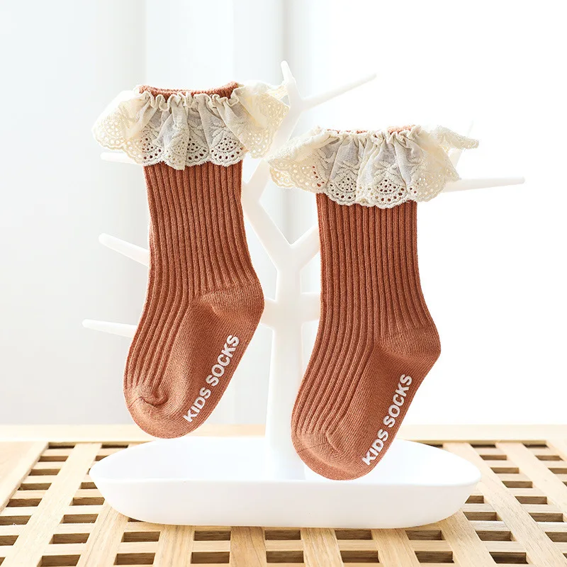 Lace Ruffle Socks Baby Newborn Girls Infant Toddler Children Ribbed Non-Slip Leg Warmer Autumn Winter Warm Socks 0-3Y