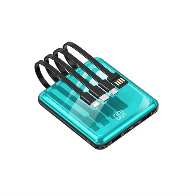 Factory selling portable High Capacity Phone Power Bank Mini built in cables 20000mah Fast Charging Powerbank