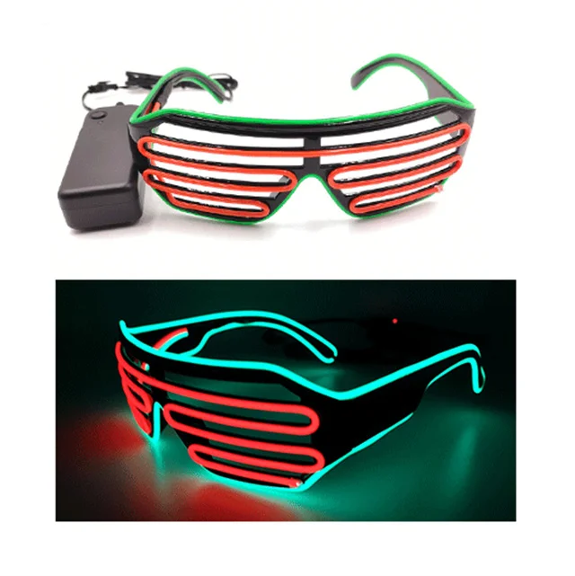 Christmas Custom LOGO LED Shutter Glasses Voice Controlled  LED Flashing Eye Glasses