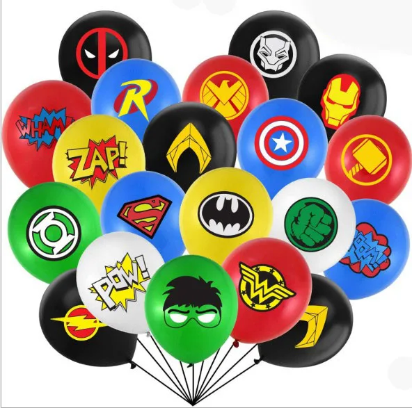 Superhero themed party decorated baby birthday party Latex balloon boy Party  balloon