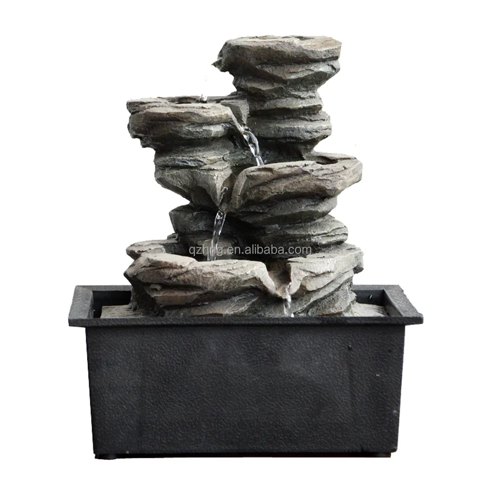 Rock Cascading Tabletop Fountain, Zen Meditation Indoor Waterfall Feature with LED Light