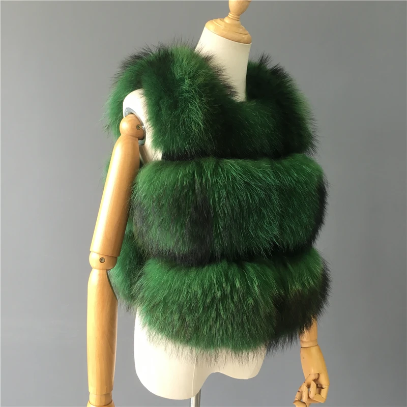 Women Real Raccoon Fur Vest Winter Thick Warm Hot Fashion Natural Fur Gilet Ladies Fur Waistcoat