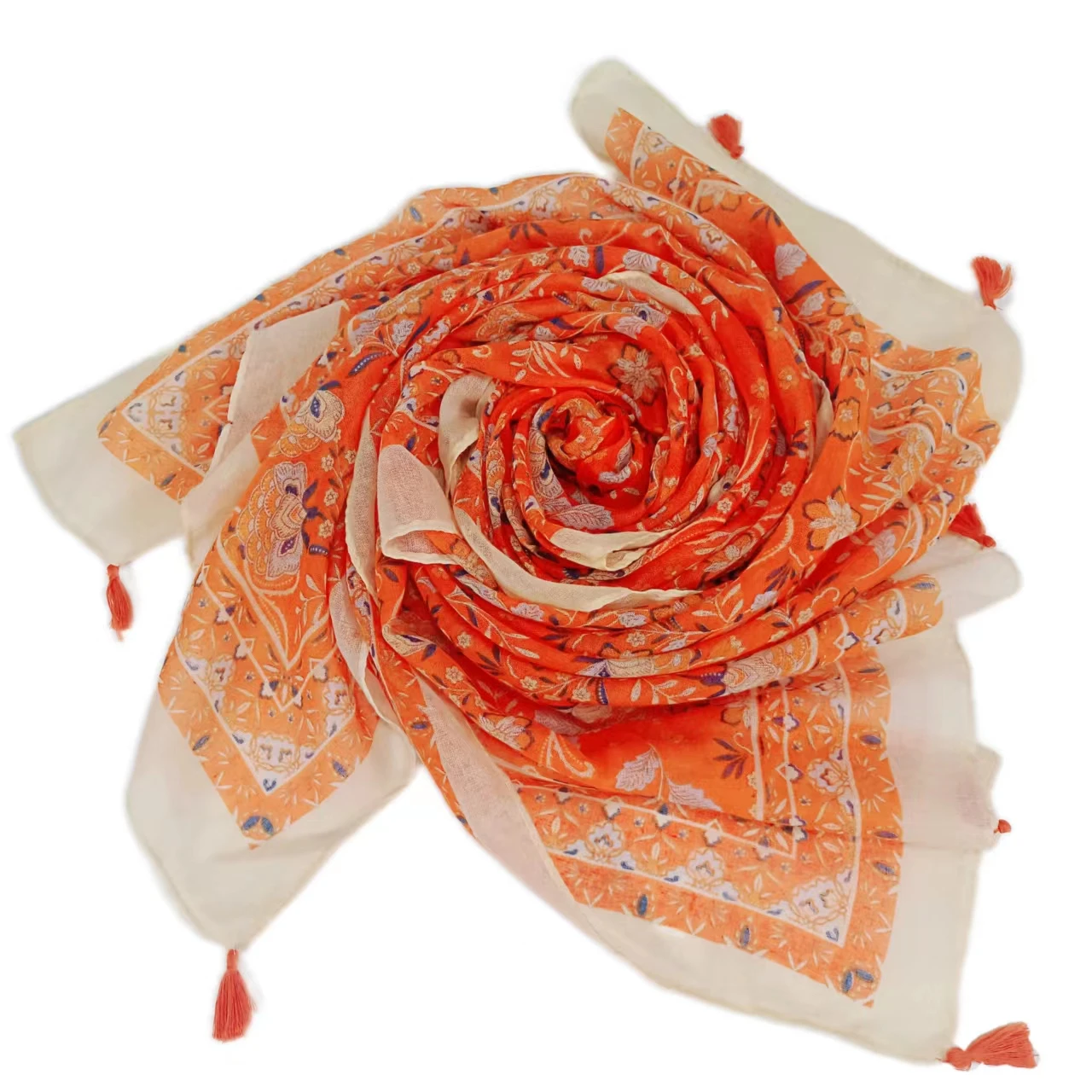 Wholesale custom ladies printed cotton viscose hijab shawl fashion women flowers muslim cotton scarf