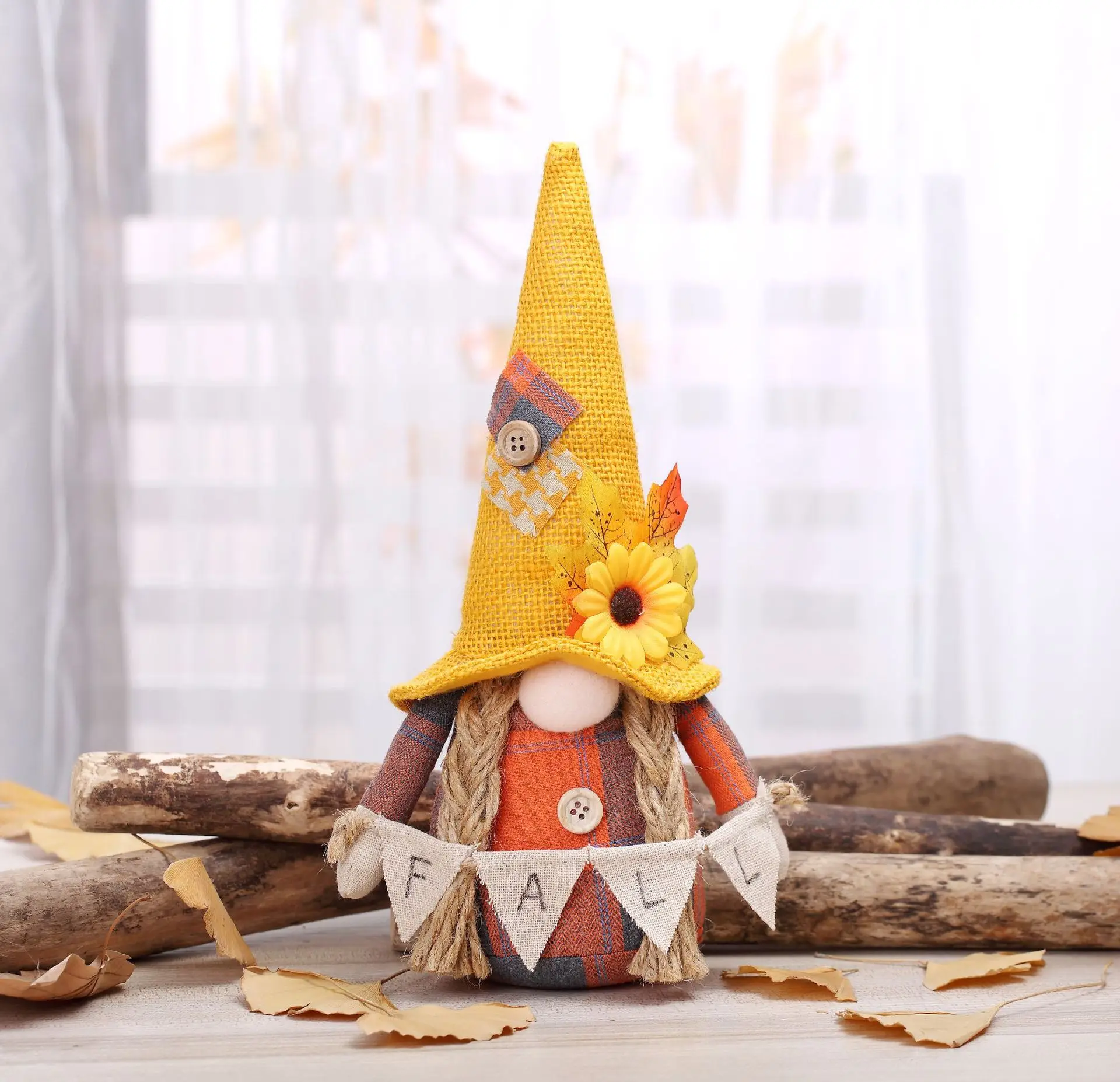 Harvest Season Maple Leaf Chinese Restaurant Sunflower Curved Hat Thanksgiving Decoration