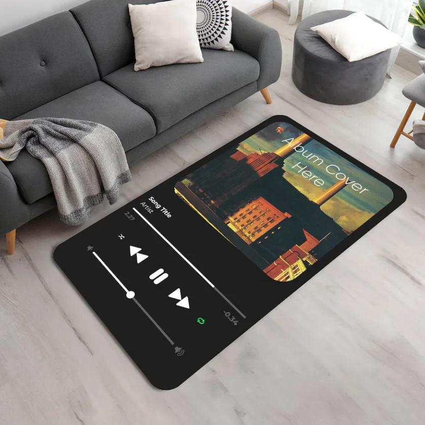 Music Album Playing Screen Capture Printed Mat area rugs for bedroom carpets and rugs for living room for bedrooms