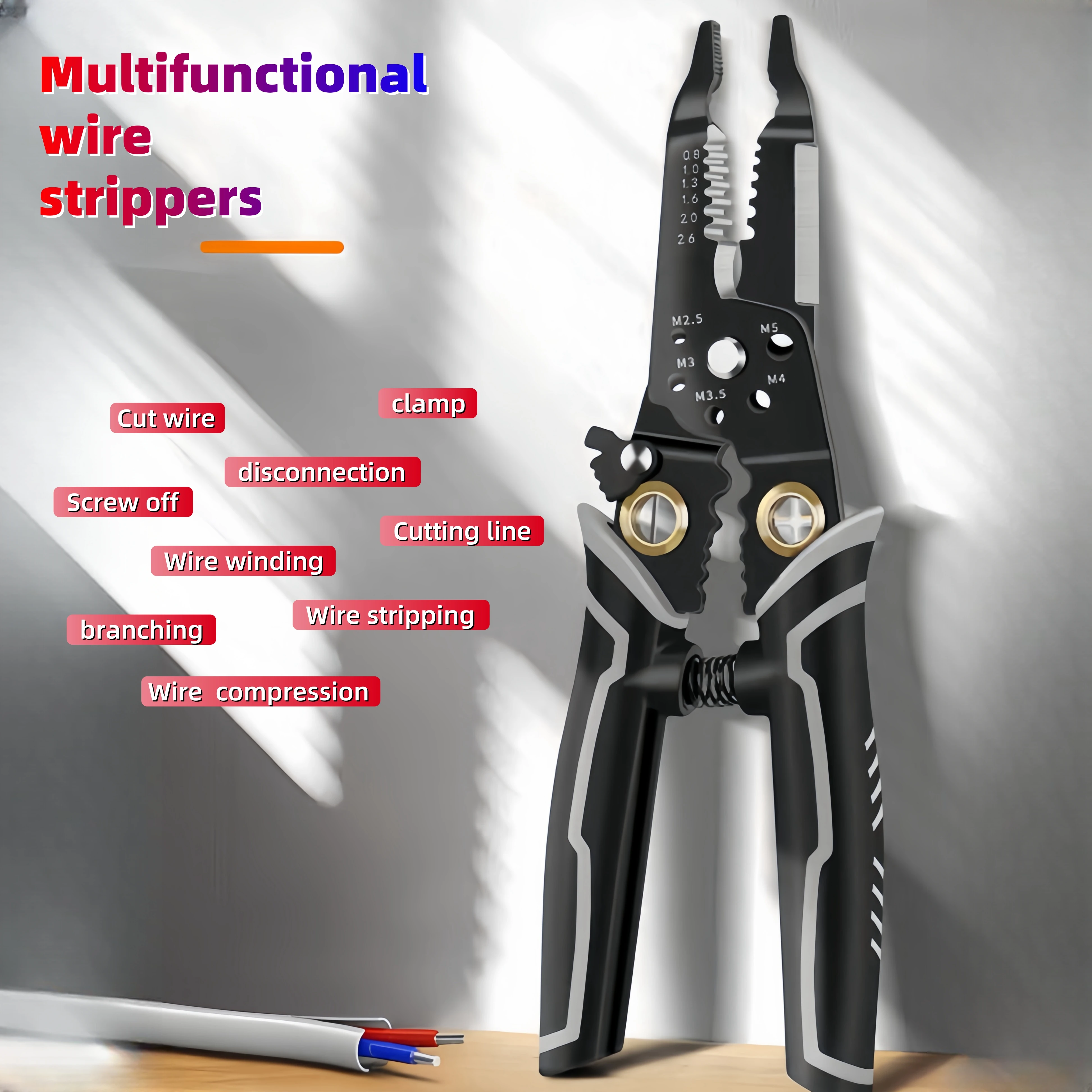 Nine Multi-Function Manual Cable Cutting Strippers PC Plastic Handle DIY Industrial Wire Stripper Crimping Clamping Grip OEM