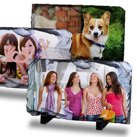 Rectangle stone slate photo and heat transfer photo frame for sublimation blank rock slate