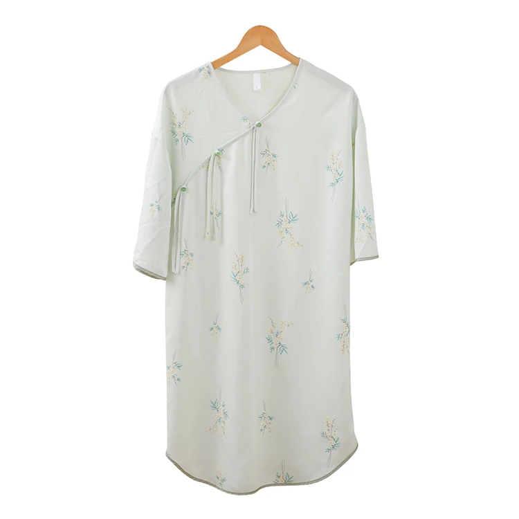 Оптовая продажа, летняя женская пижама в стиле ханьфу с цветочным принтом в национальном стиле, домашнее платье с V-образным вырезом, верхняя одежда для отдыха