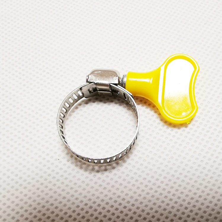 Galvanized American Type Miniature Worm Drive Hose Clamps With Plastic Handle Butterfly