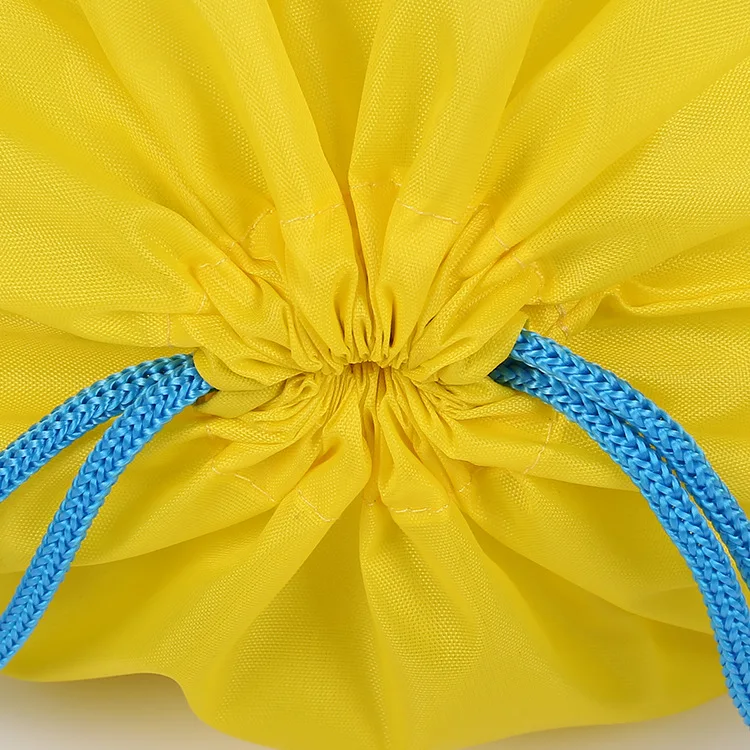 Bulk sale yellow color 210D polyester draw string shoes bag