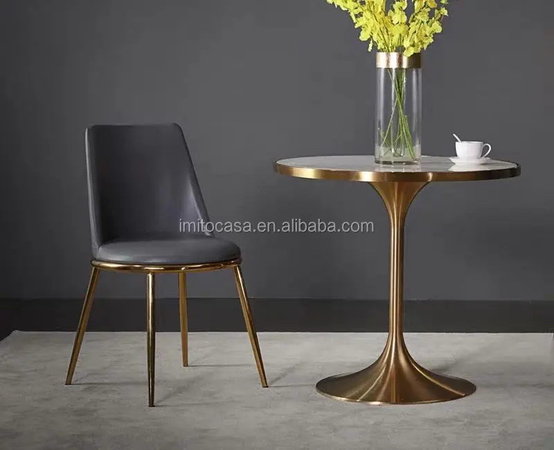 
Italy Modern Design Round Coffee Table With White Marble Top European Luxury Small Round Meeting/Negotiating Table 