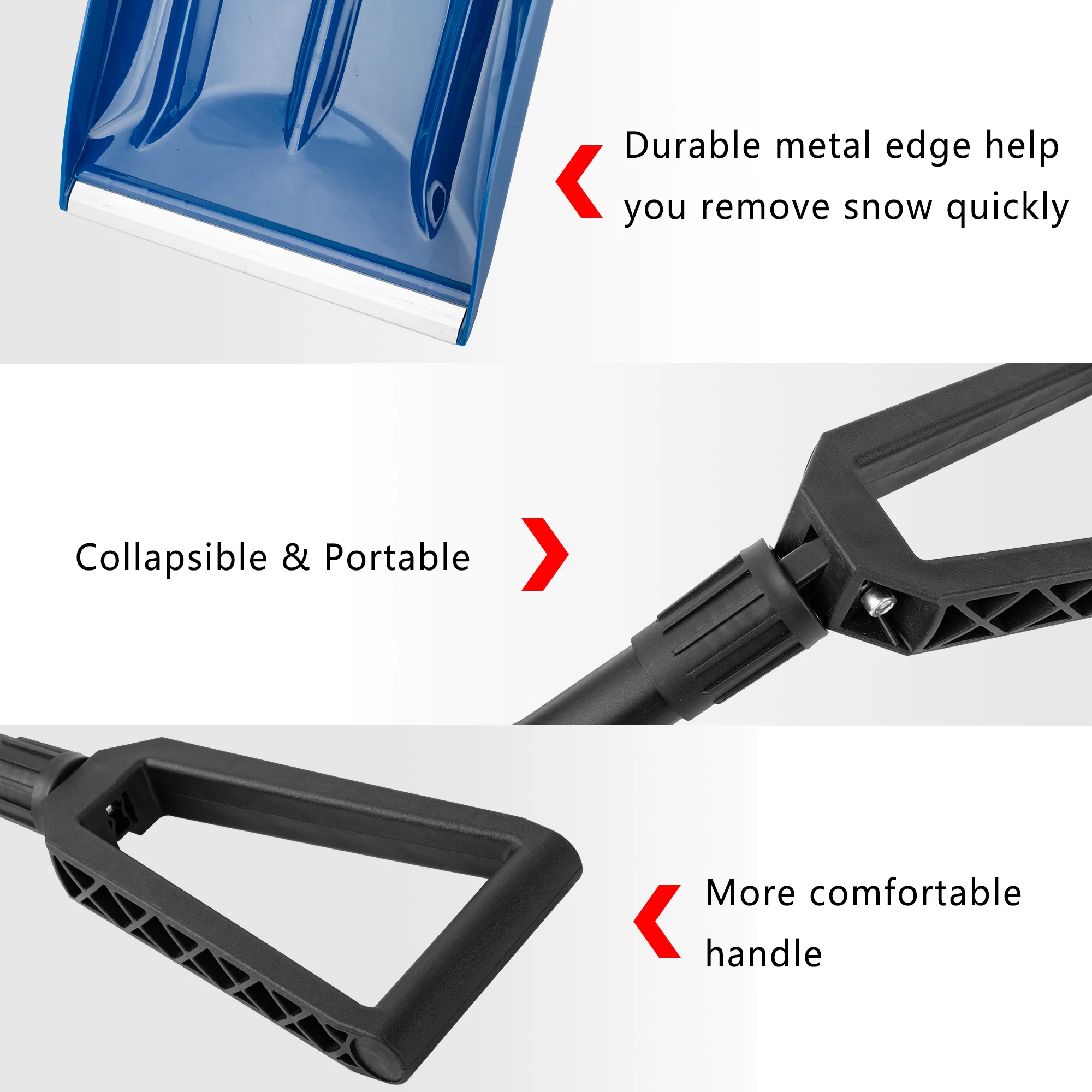 Collapsible Snow Shovel with D-Grip Handle and Durable Aluminum Edge Blade, Portable Snow Shovel for Your Car, Truck-wholesale