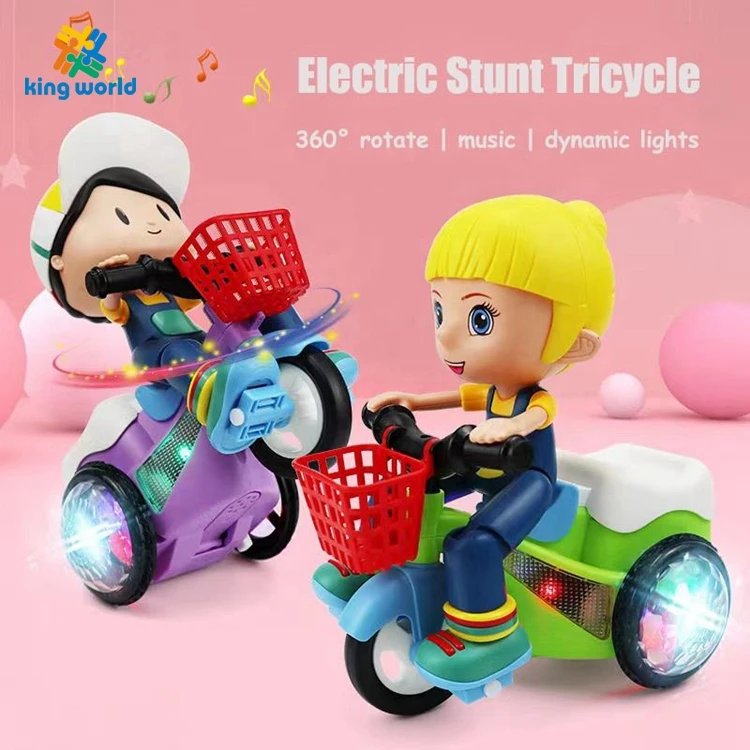 Baby toys 6 to 12 Months Resistance Stunt Electric Tricycle 360 Degree Rotating Music Children Electric Stunt Tricycle Toy
