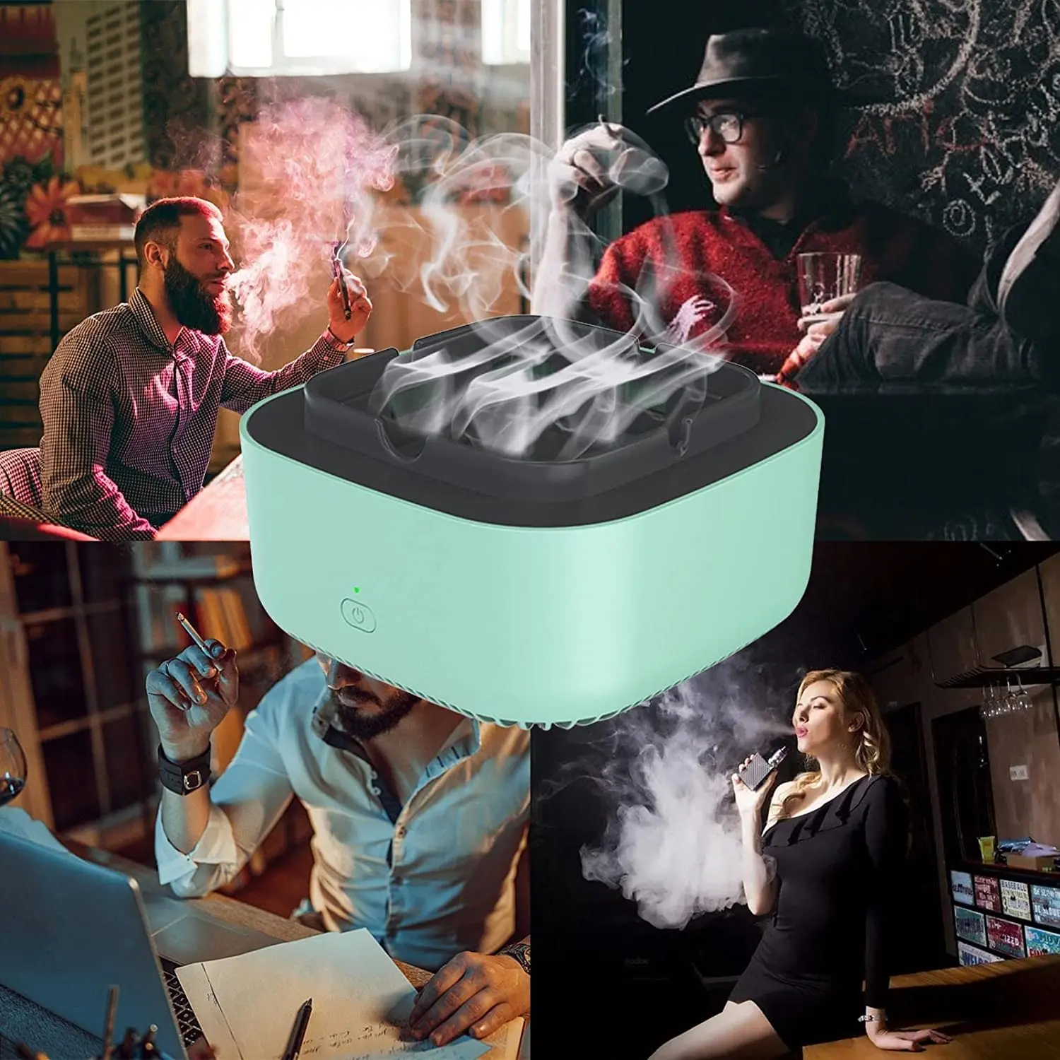 Smokeless Ashtray Air Purifier for Cigarette Smoker Smoke Grabber Ash Tray for Indoor Outdoor Home Office