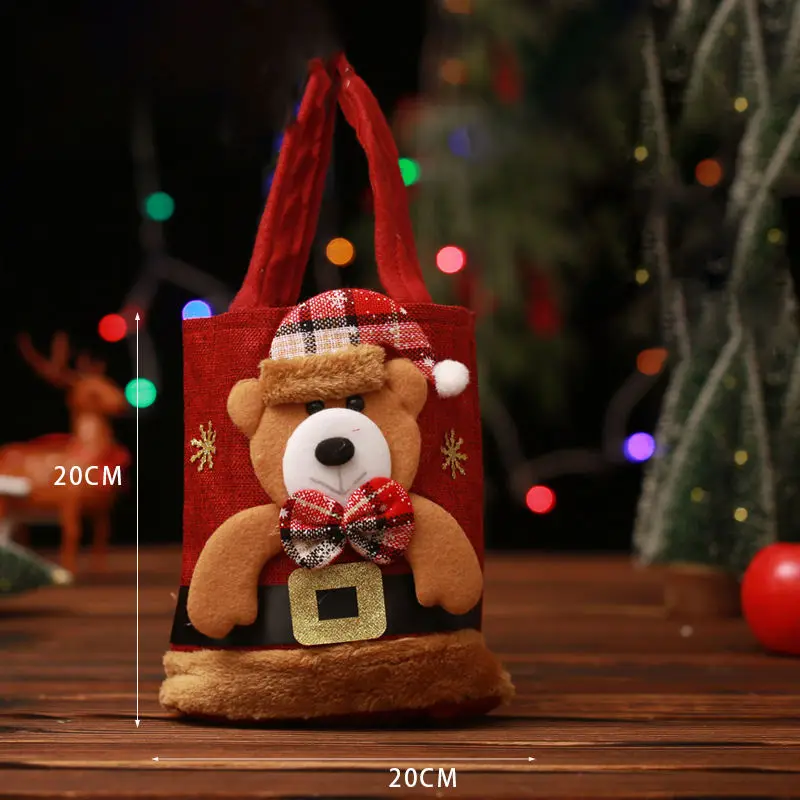 Christmas Decorations Santa Claus Snowman Fawn Gift Bag  Candy Bag Christmas Tote Bag Christmas New Year Handbag