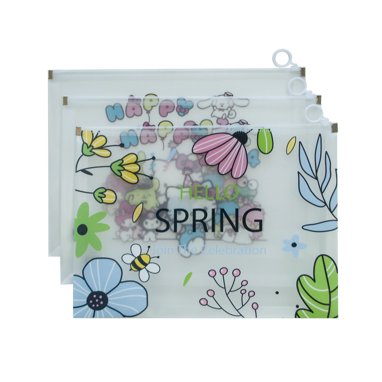 PP Custom Filing A4 Size Plastic Expandable Document  Storage Organizer Zipper Pouch Bag for  Office and School Use