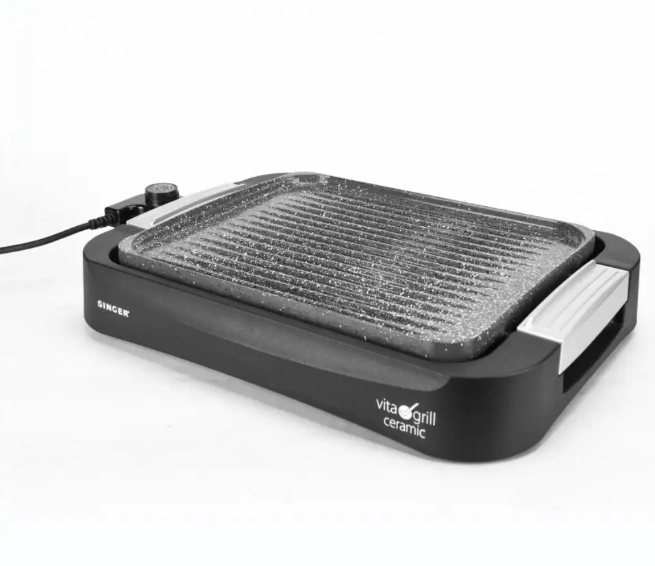 Kitchen Indoor Electric Griddle Flat Grill For Pancakes Eggs Burger With Glass Lid