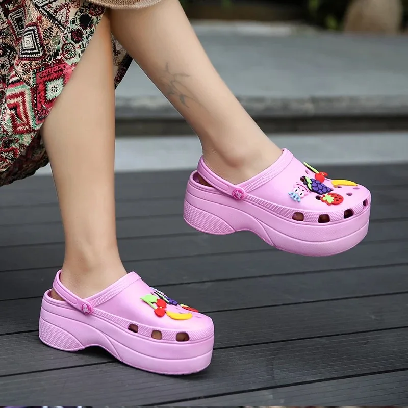 High Heel Clog Sandals Shoes With Rubber Label