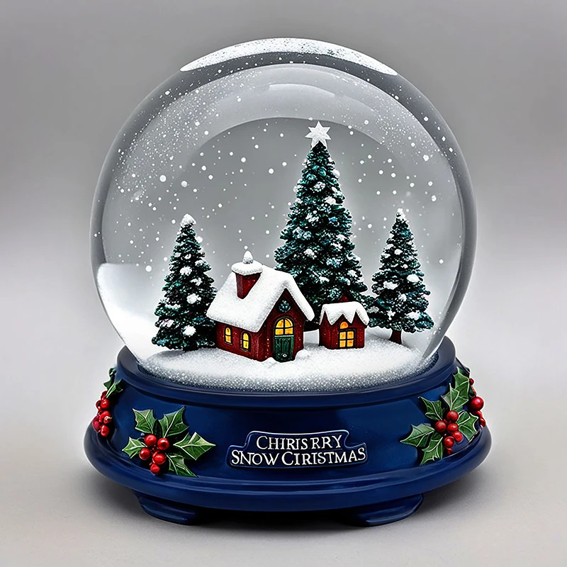 Wholesale mini village figurine glass snow ball home decor water globe custom Christmas resin snow globe souvenir
