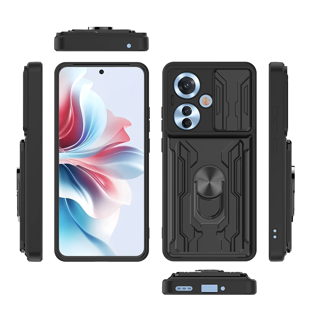 Shockproof Phone Case For OPPO Reno 12 11F 11 10 9 8 Pro 5G Cover Capas New Ring Holder Magnetic Armor Case For Reno 11F Fundas