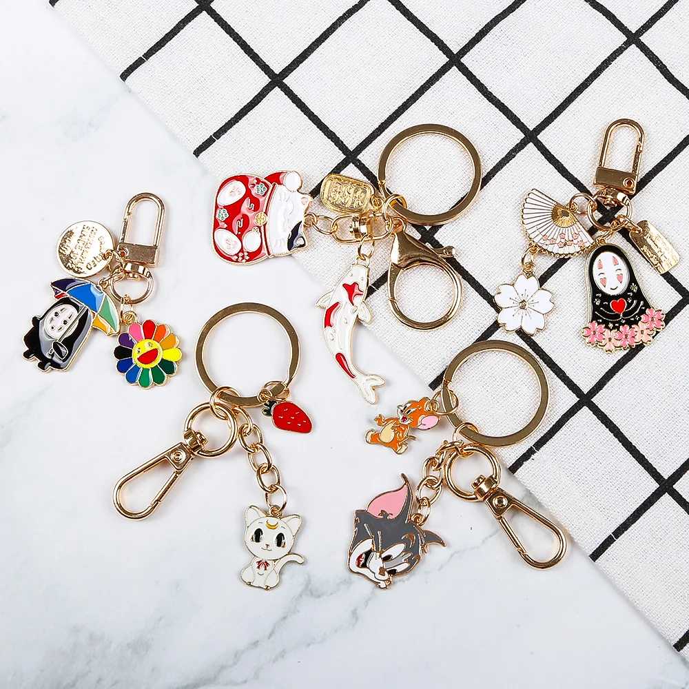 Low MOQ Manufacturer Keychain Made Custom Cartoon Logo Anime Key Chains Enamel Keychains Carabiners