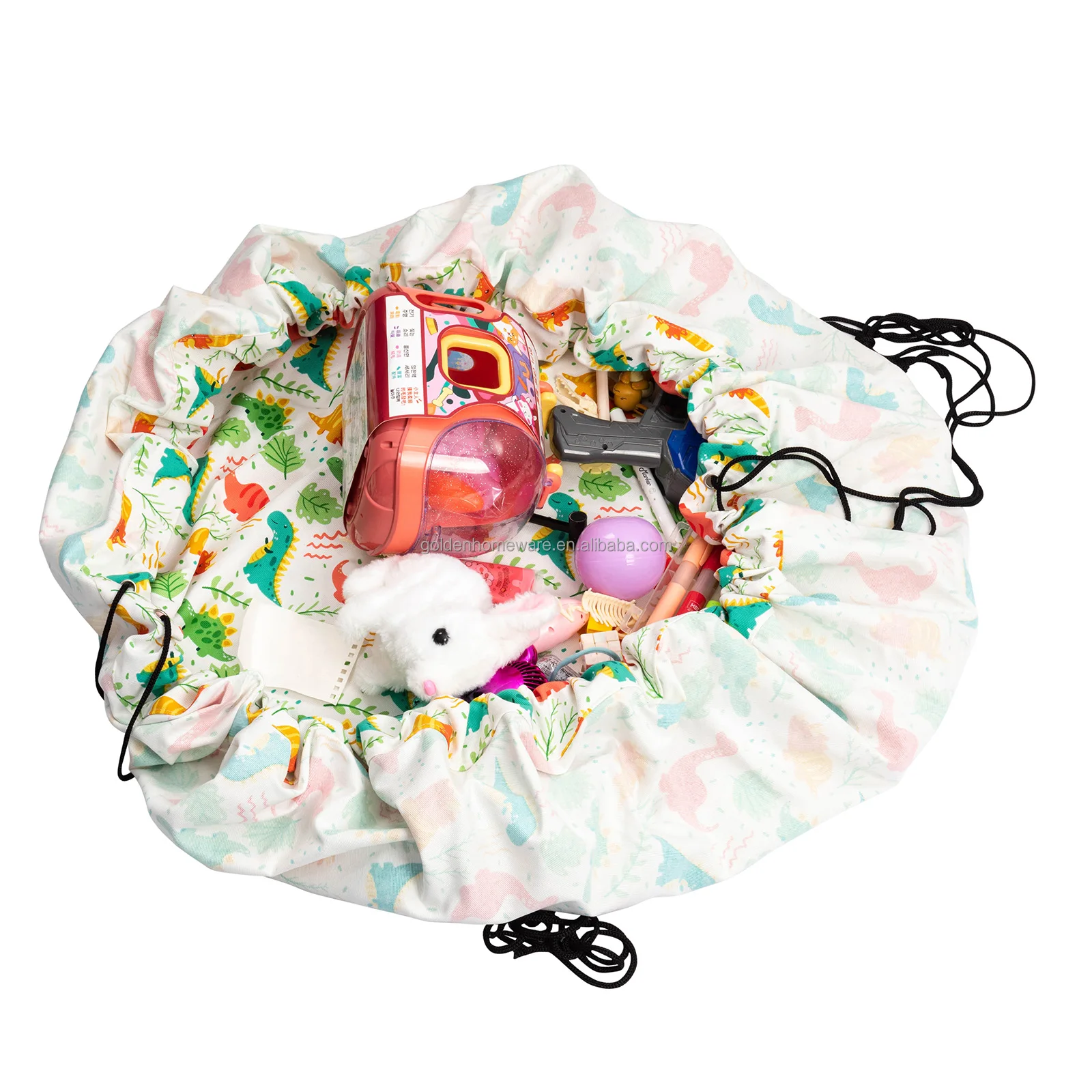 Cotton Canvas Drawstring Baby Storage Bags Play Mat, Customized Patterns Available