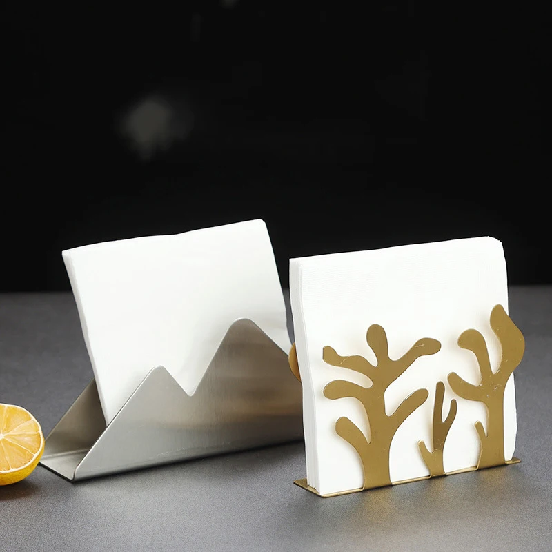 Stainless Steel Tissue Paper Napkin Holder Hotel Dining Table Desktop Metal Gold Sliver Tissue Dispenser