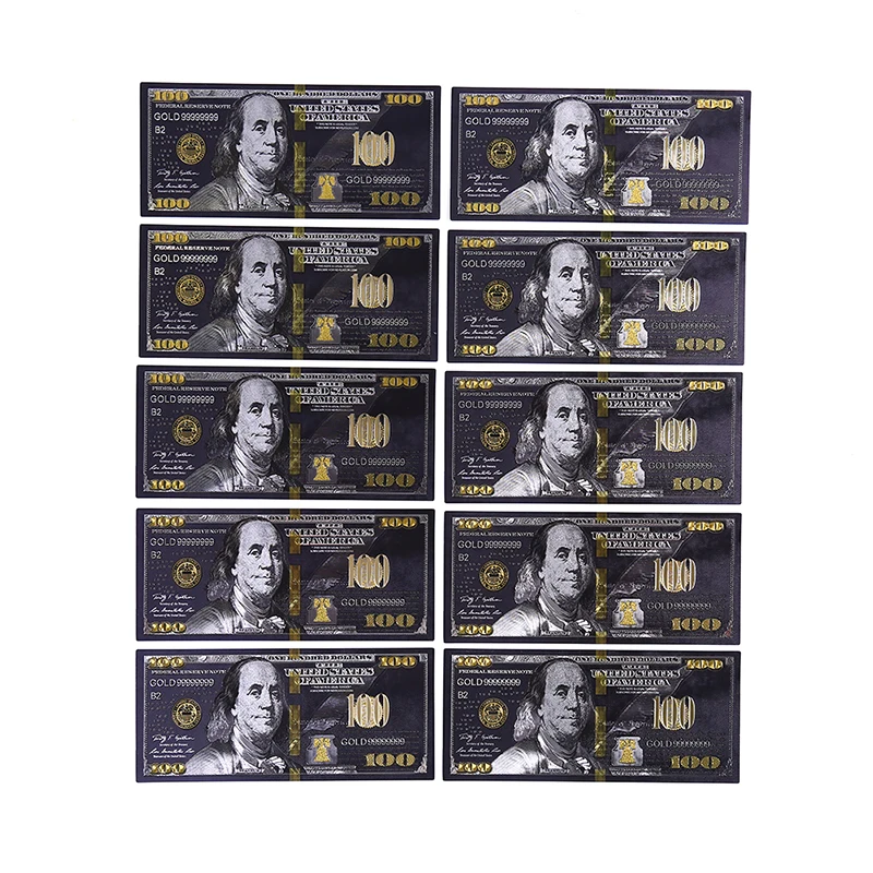 custom black USA 100dollar bills waterproof  US dollars black gold foil plastic collection gift sets USA banknotes