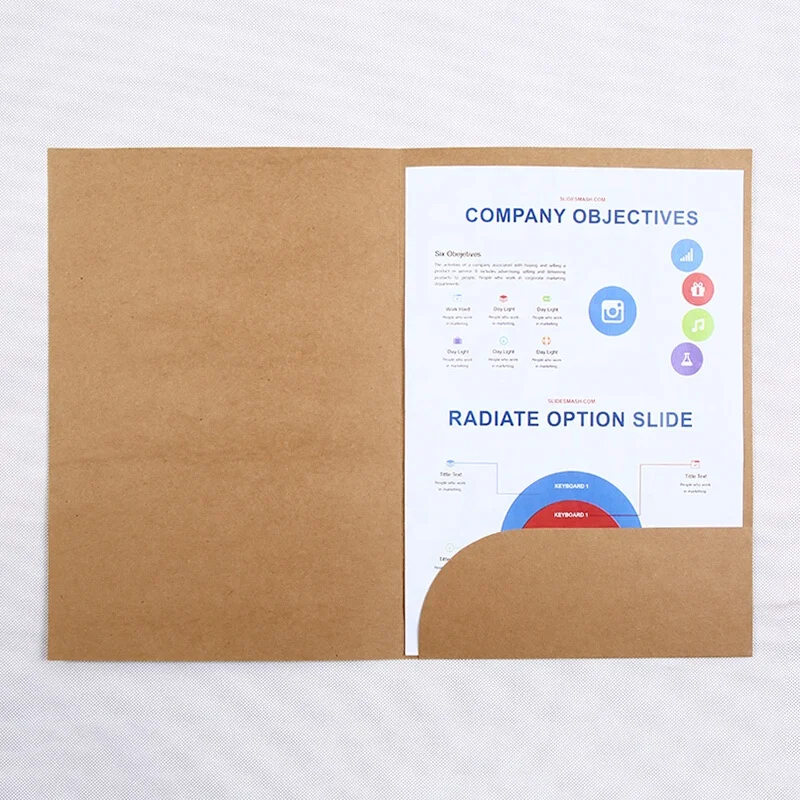 A3/A4/A5 Size Customized Brown Kraft Paper Cardboard Presentation Folder For Office Supplies