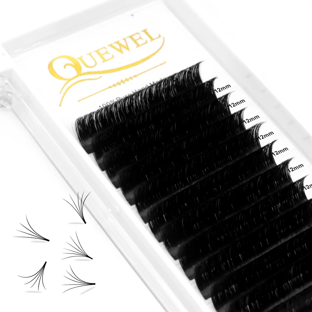 QUEWEL Easy fanning individual volume eyelash extensions eyelash extension application materials super-root vegan lash extension