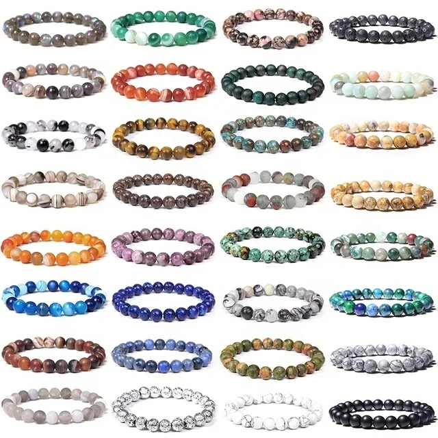 Jachon natural Gemstone 8mm Round Beads Stretch Woman Bracelets Natural Bead Bangles Healing stone Beads Bracelet Men