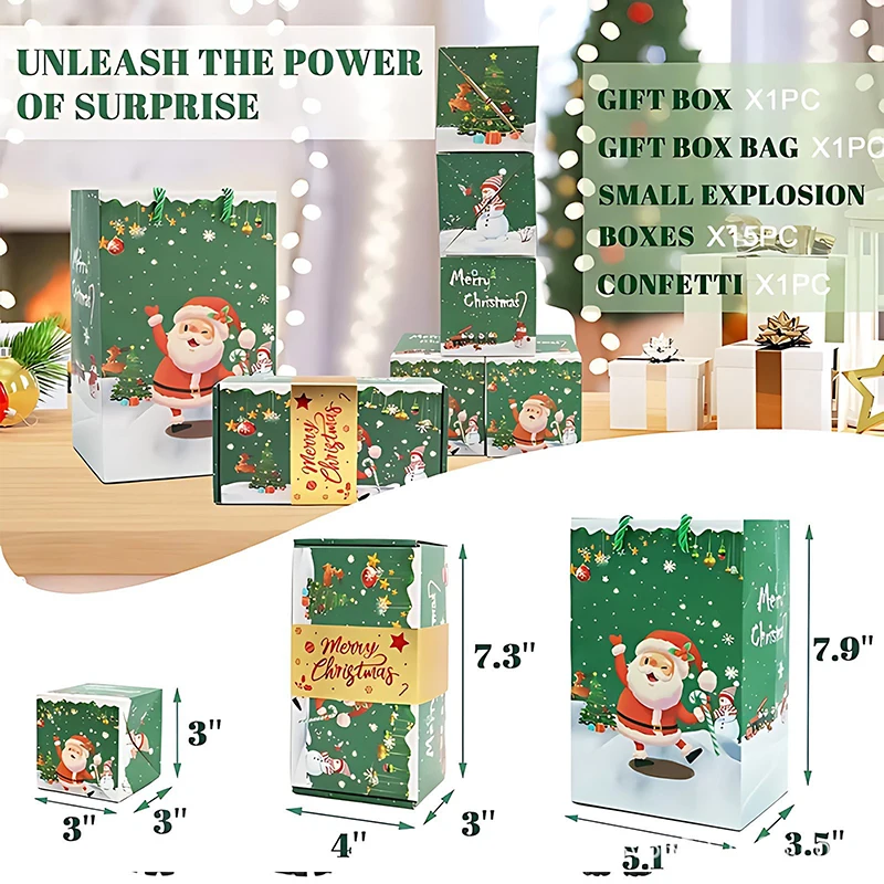 2024 New Christmas Gift Box Surprise Gift Explosion Box with Confetti Pop Up Money Gift Box for Cash