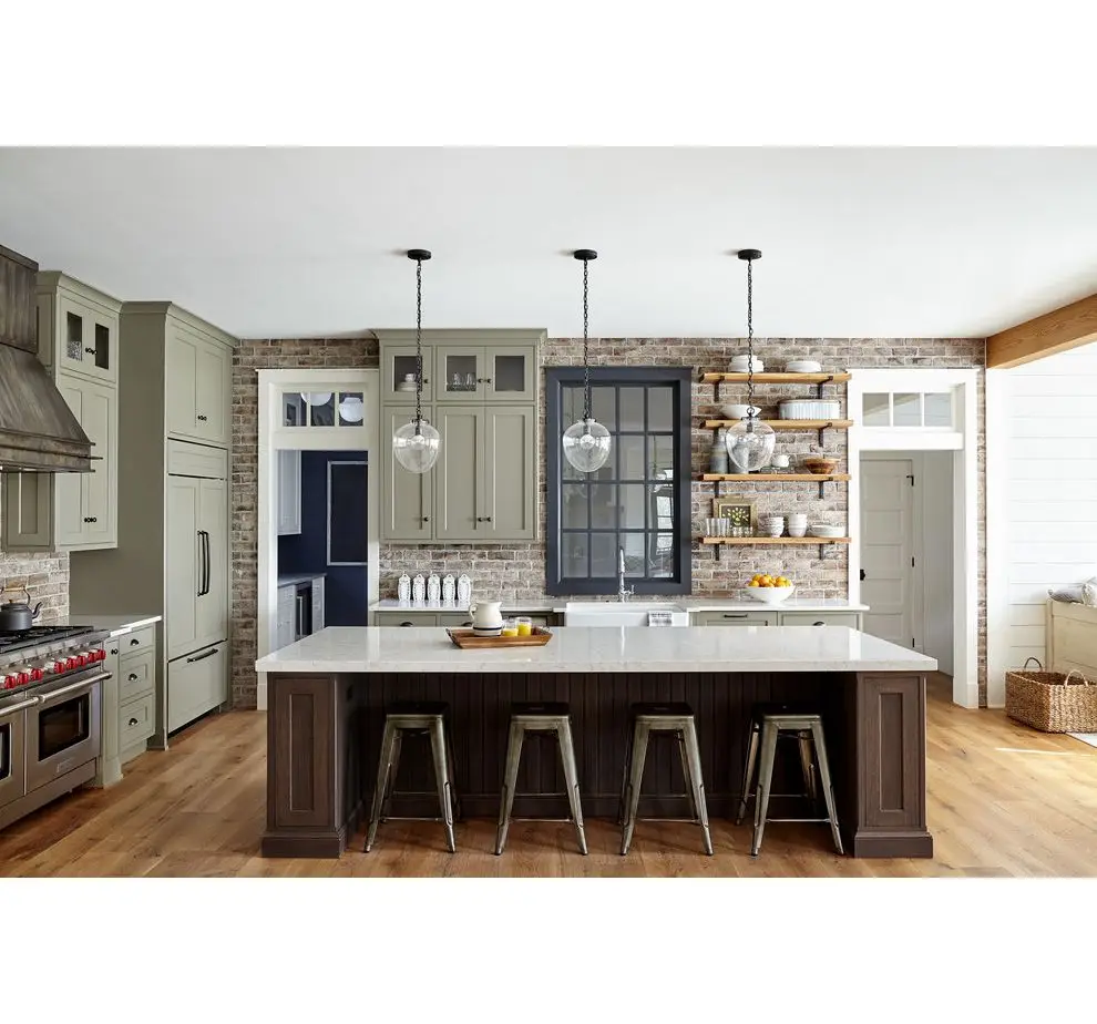 American House Customised Modern Stained Solid Wood Shaker Kitchen Cabinets Units