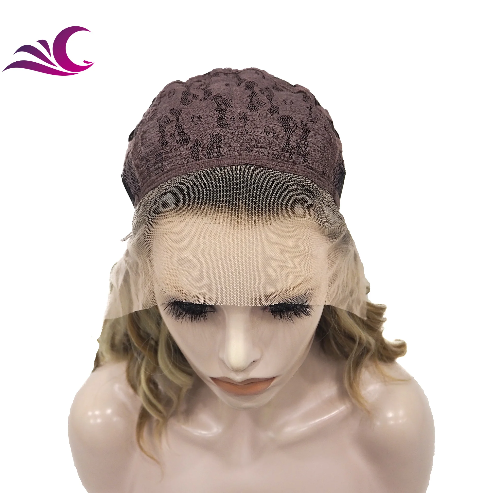Celebrity three color dark root mix brown color synthetic hair wigs for white ladies