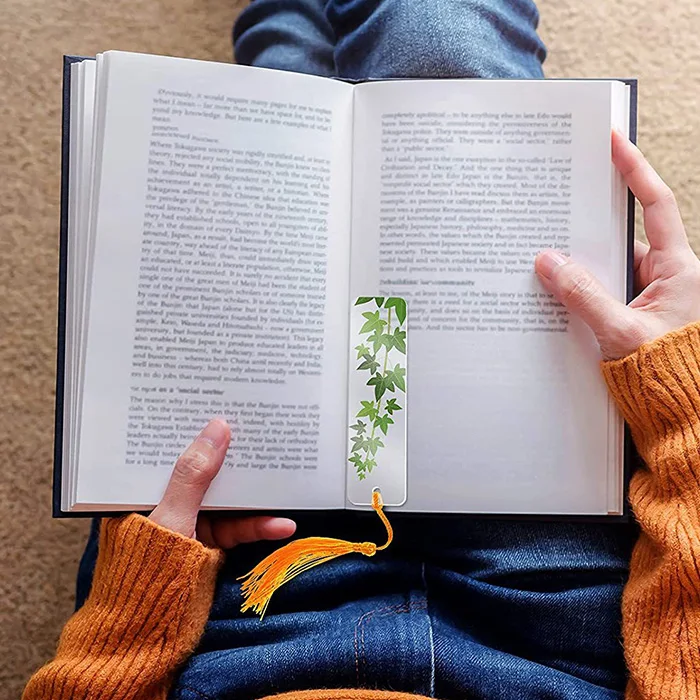 custom acrylic bookmarks blank clear plastic book mark with tassel