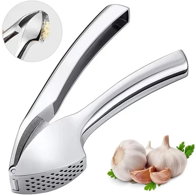 Professional Food Grade Garlic Press Mincer Ginger Crusher Peeler Squeezer Heavy Duty Stainless Steel Garlic Presser