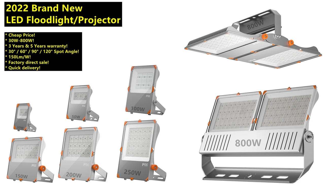 VAKESUN Led Floodlight AC100-277V Project Lighting 6500K SMD 3030 Outdoor 1000 Watt Floodlight