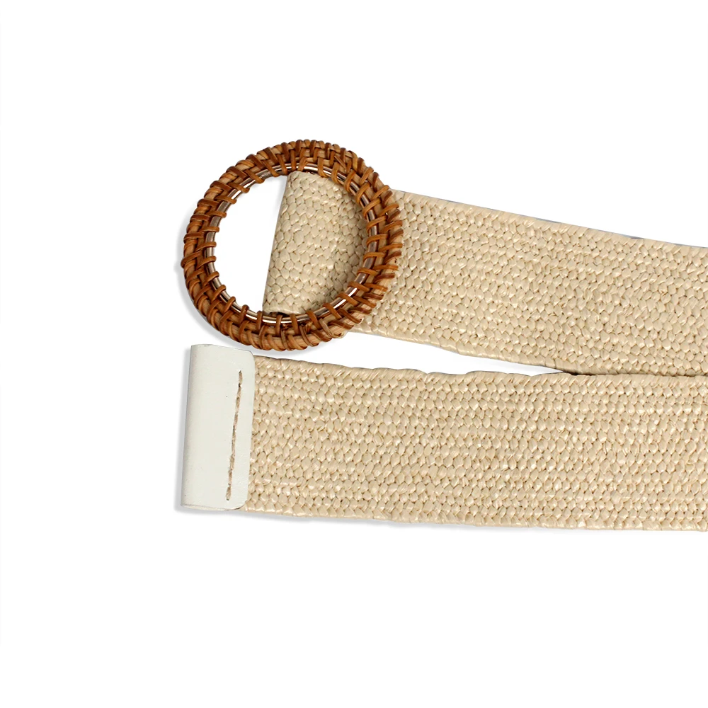 Custom Raffia belt manufacturing companies Straw buckle belt supplier women belt for ladies