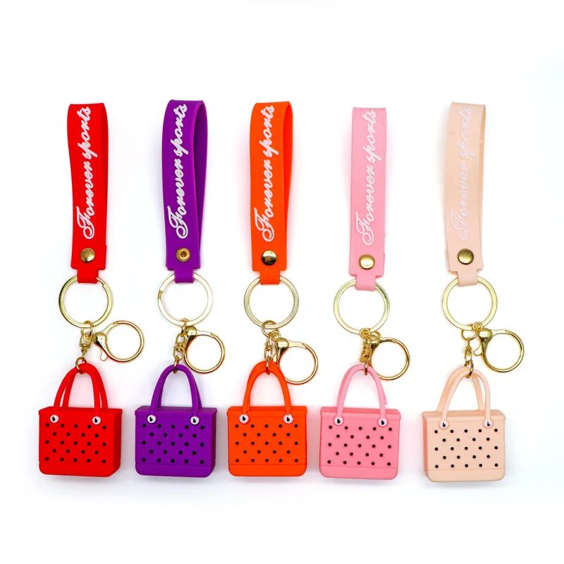 New Lovely Hand Knitted Bag  Keychain For Women Girl Weave Key Ring Pendant Handbag Hanging Docorartion Car Key Charms