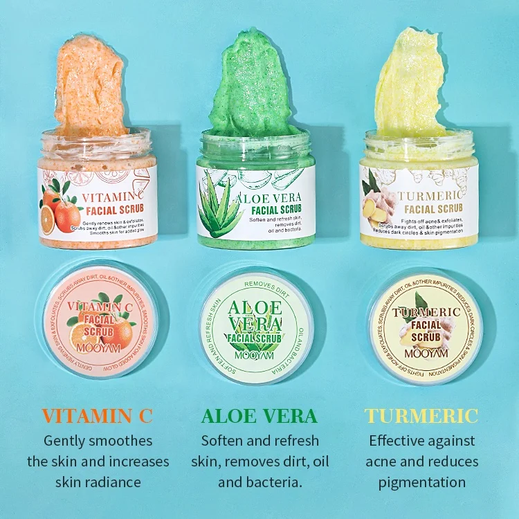 Organic Face Care Spa Whitening Moisturizing Sugar Face Scrub Private Label Exfoliating Turmeric Body Facial Scrub