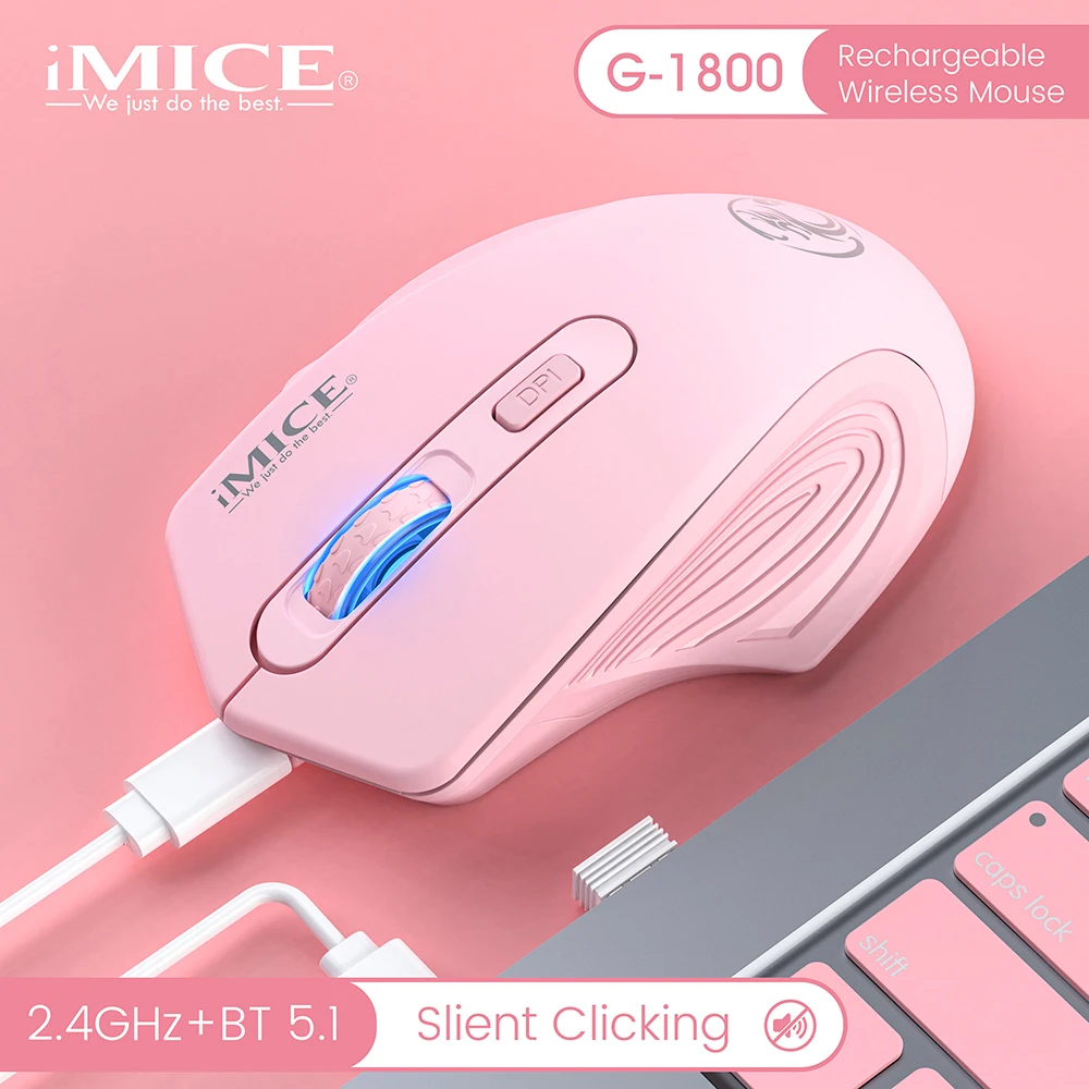 Top Sale Huayi Mouse Wireless Ergonomic Mouse 1600 DPI Silent 4 Buttons  LED Backlit  For MacBook Tablet Laptop Mute Mice Quiet