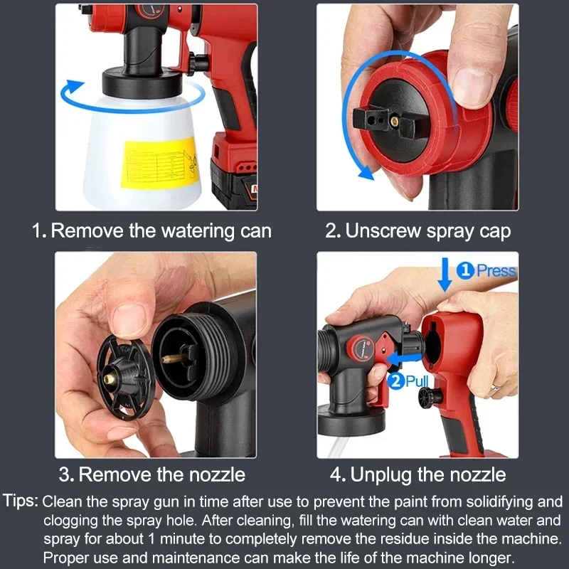 800ML Electric Spray Gun Handheld Cordless High Power Electric Paint Sprayer For Makita/Dewalt/Bosch/Milwaukee/Ryobi 18V Battery