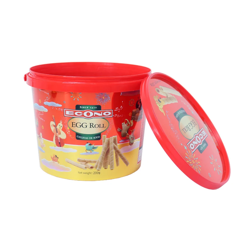 Best price plastic iml chocolate candy packaging food bucket tub container with lid cookies plastic packaging containers