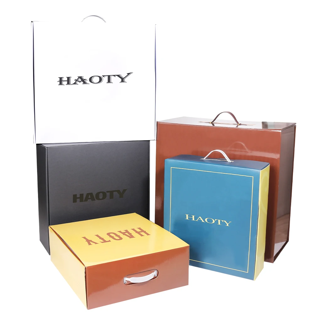 Custom Logo kraft paper snacap hat packaging wholesale mailer corrugated shipping box with handle