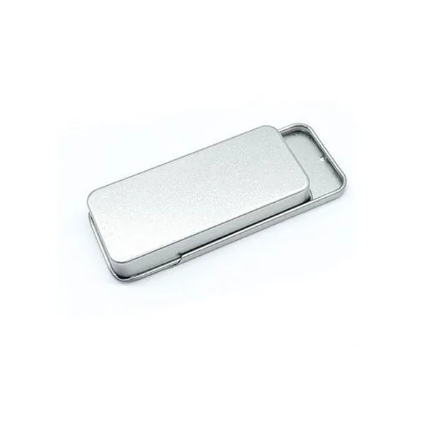 Wholesale rectangular 10g  balm pull tin silver small sliding mint tin