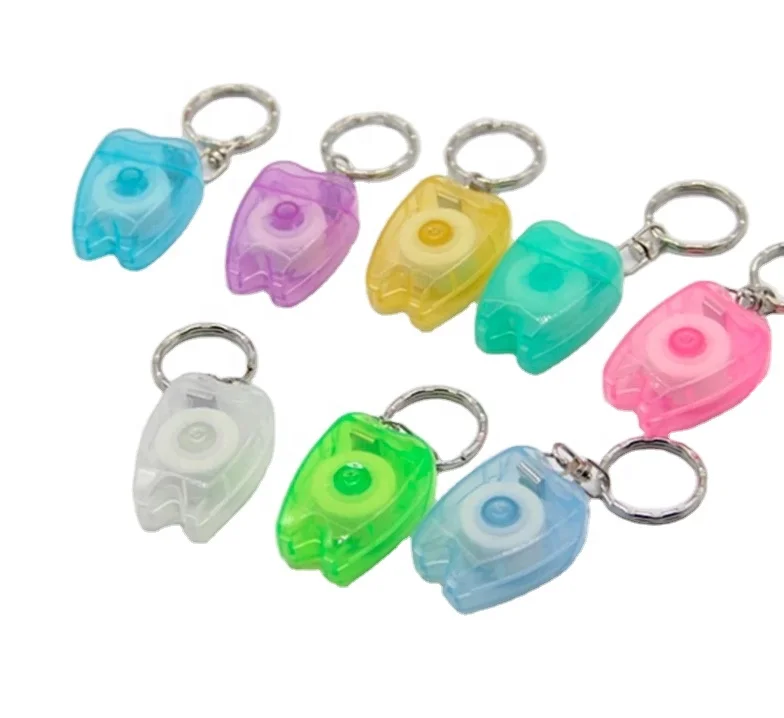 20m Toothshape Dental Floss with Key Chain with Waxed and Mint flavor