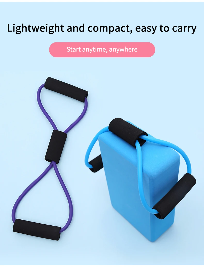 Portable Elastic Exercise Tube Fitness Latex 8 Shape Resistance Bands
