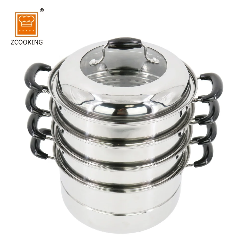 30cm 4Layer Dumpling Steamer Stainless Steel For Dumpling With Visual Lid